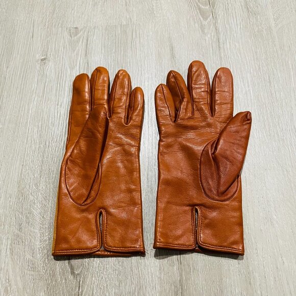 Neiman Marcus Brown Leather Gloves Size 6.5 - Picture 2 of 6